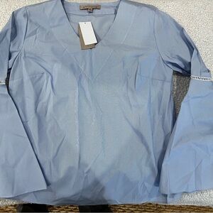 NWT, Blue and White striped shirt Size S, flared sleeves